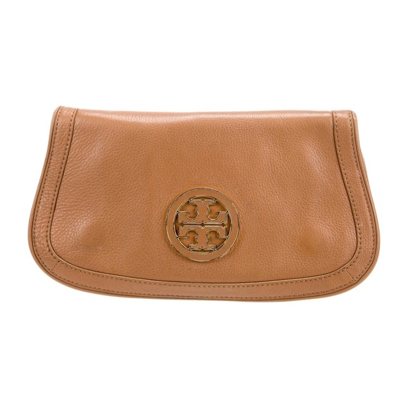 Tory Burch 'Amanda' Logo Flap Clutch in Royal Tan - Picture 2 of 7